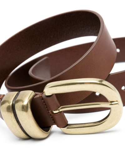 Shop By Malene Birger Round-buckle Leather Belt In Brown