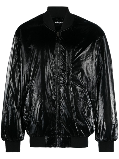 Shop Isabel Marant High Shine-finish Bomber Jacket In Black