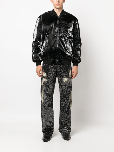 Shop Isabel Marant High Shine-finish Bomber Jacket In Black