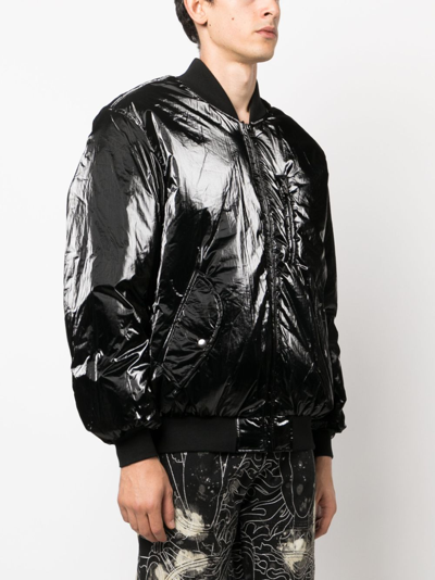 Shop Isabel Marant High Shine-finish Bomber Jacket In Black