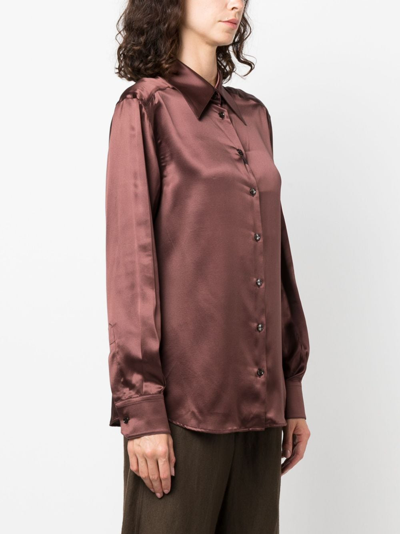 Shop Dolce & Gabbana Satin-finish Silk Shirt In Brown