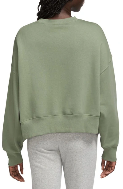 Shop Nike Phoenix Fleece Crewneck Sweatshirt In Oil Green/ Black