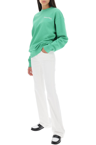Shop Sporty And Rich Le Racquet Club Crew-neck Sweatshirt In Green