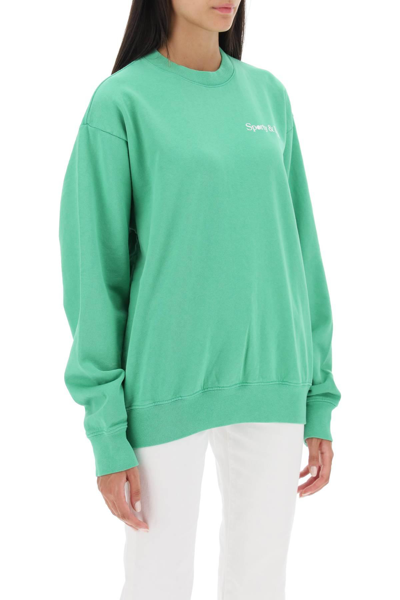 Shop Sporty And Rich Le Racquet Club Crew-neck Sweatshirt In Green