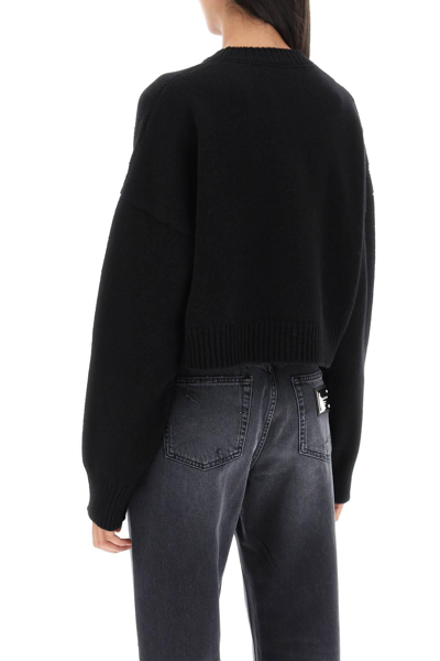 Shop Dolce & Gabbana Logo Plaque Cropped Sweater In Black