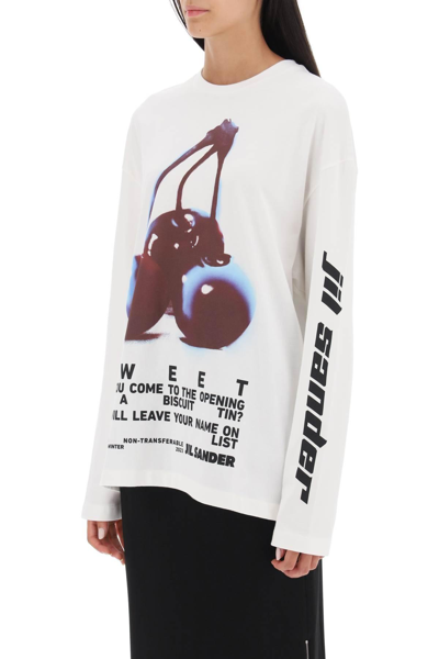 Shop Jil Sander Long-sleebed T-shirt With Print In White