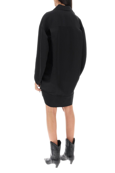 Shop Khaite 'kal' Oversized Shirt Dress In Black