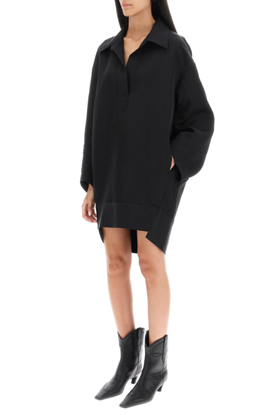 Shop Khaite 'kal' Oversized Shirt Dress In Black