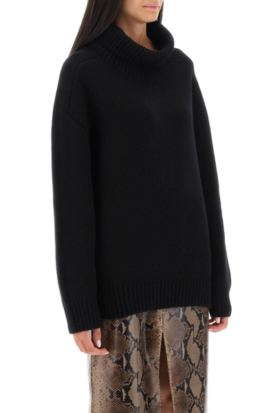 Shop Khaite 'landen' Oversized Funnel-neck Sweater In Black