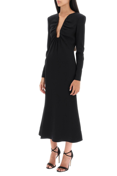 Shop Roland Mouret Midi Dress With Plunging Neckline In Black