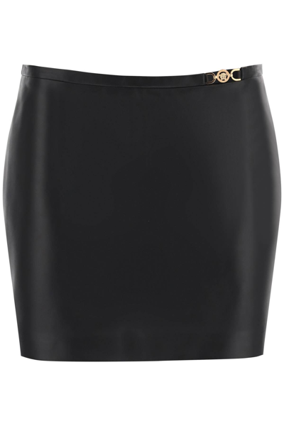 Shop Versace Medusa '95 Leather Mini Skirt In Black