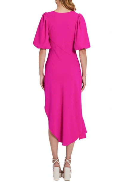 Shop Amanda Uprichard Glenna Ruffle Puff Sleeve Dress In Dark Hot Pink