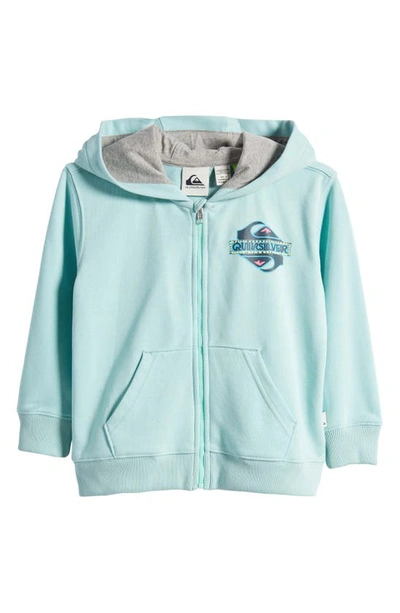 Shop Quiksilver Kids' Rising Lines Zip-up Graphic Hoodie In Pastel Turquoise