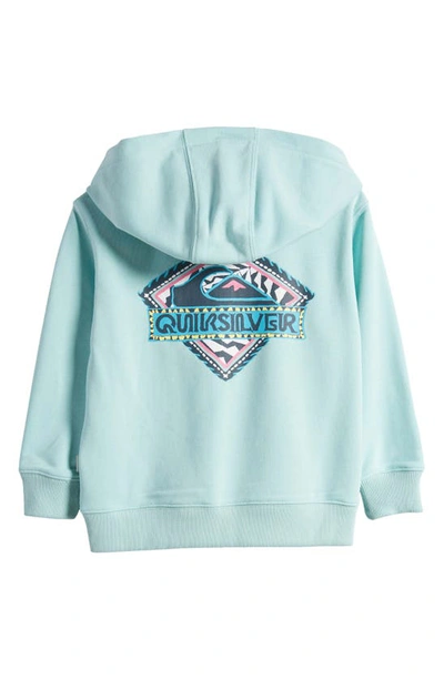 Shop Quiksilver Kids' Rising Lines Zip-up Graphic Hoodie In Pastel Turquoise