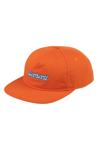 Shop Carhartt Liquid Script Twill Baseball Cap In Kumquat