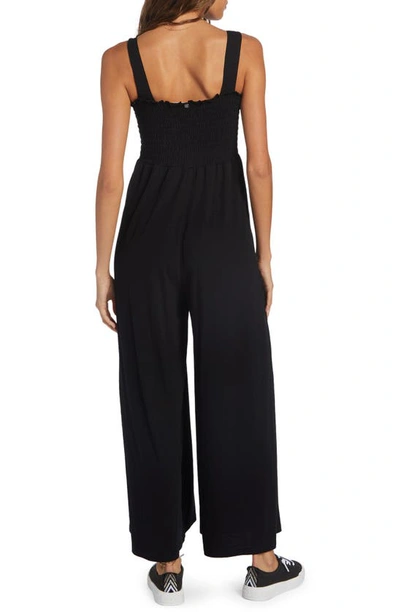 Shop Roxy Just Passing By Smocked Bodice Jumpsuit In Anthracite