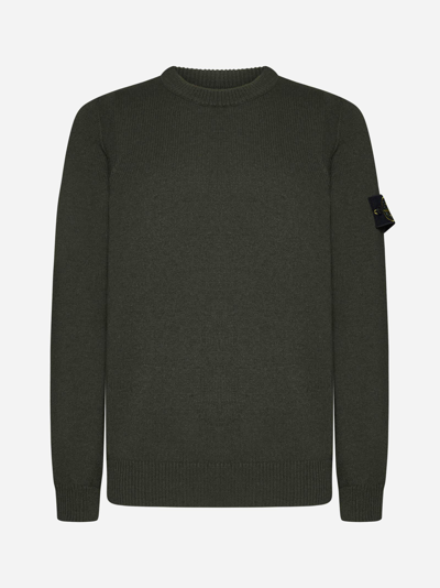 Shop Stone Island Wool-blend Sweater In V0058 Olive