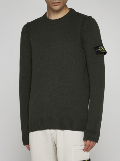 Shop Stone Island Wool-blend Sweater In V0058 Olive