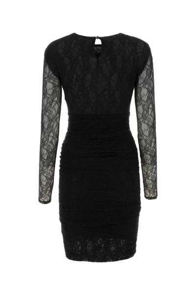 Shop Philosophy Di Lorenzo Serafini Lace Sleeve Cut-out Detail Slim Dress In Black