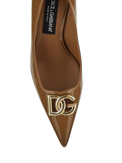 Shop Dolce & Gabbana Dg Logo Pumps In Caramel