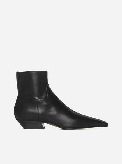 Shop Khaite Marfa Leather Ankle Boots In Nero