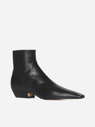Shop Khaite Marfa Leather Ankle Boots In Nero