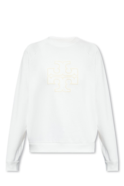 Shop Tory Burch Cotton Sweatshirt With Logo In Bianco