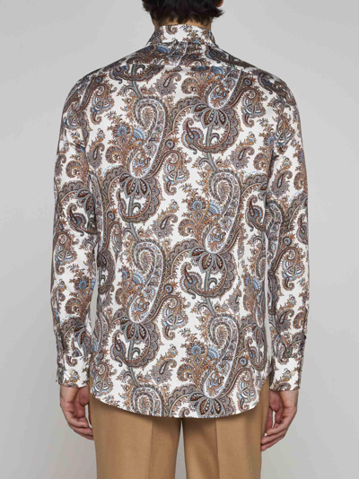 Shop Etro Roma Paisley Print Cotton Shirt In Grigio