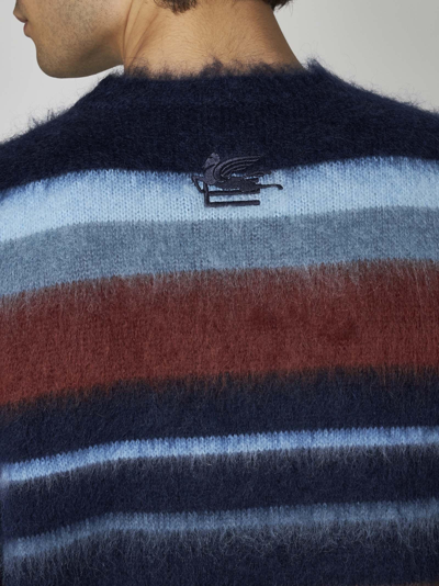 Shop Etro Striped Mohair-blend Sweater In Nero