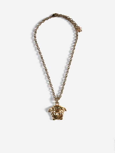 Shop Versace Medusa Pendant Necklace In Oro