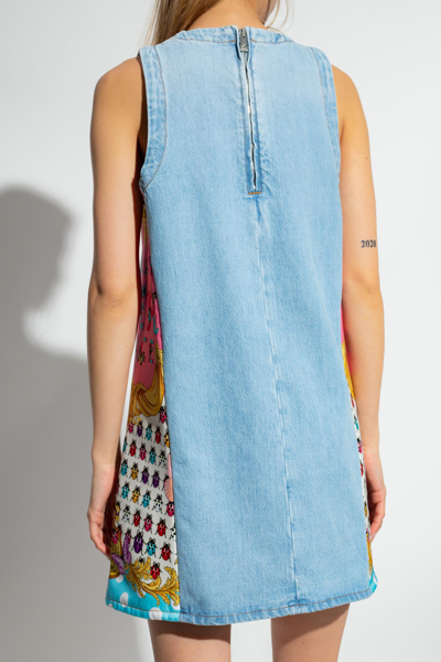 Shop Versace Denim Dress From La Vacanza Collection In Blu