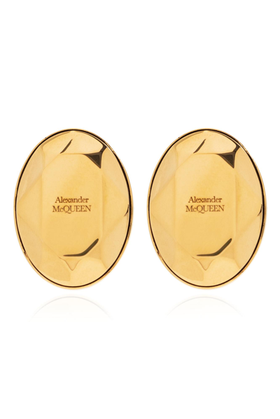 Shop Alexander Mcqueen Brass Earrings In Oro
