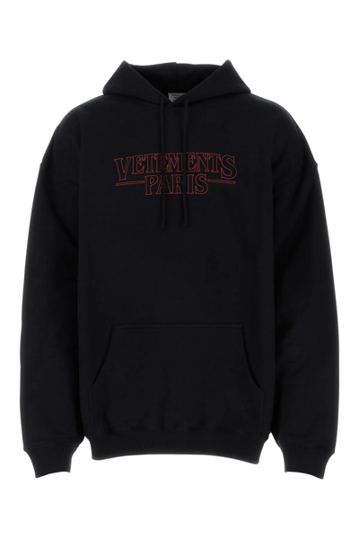 Shop Vetements Black Cotton Blend Oversize Sweatshirt In Nero