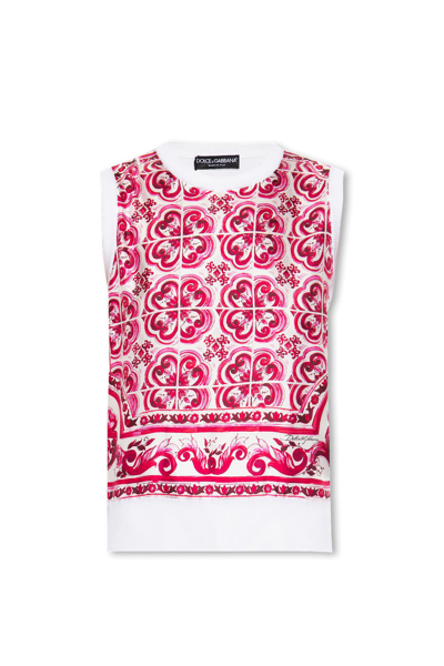 Shop Dolce & Gabbana Silk Vest In Fuxia