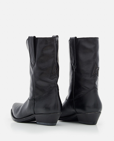Shop Golden Goose Wish Star Leather Boots In Black