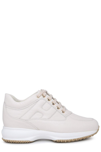 Shop Hogan Interactive Lace-up Sneakers In Yellow Cream