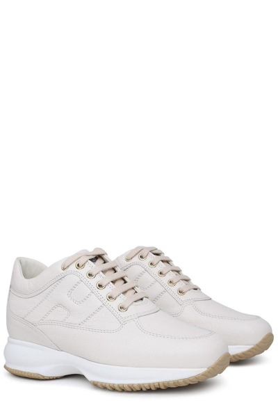 Shop Hogan Interactive Lace-up Sneakers In Yellow Cream