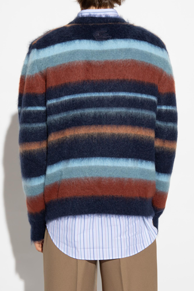 Shop Etro Striped Sweater In Blu/multicolour