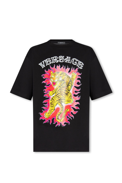 Shop Versace Tiger T-shirt In Black