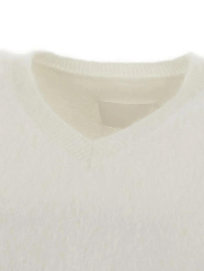 Shop Maison Margiela Fluffy Knit Cropped Top In Bianco