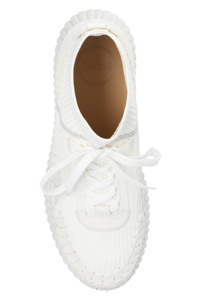 Shop Chloé Nama Wedge Sneakers In White
