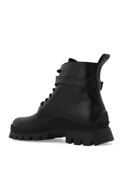 Shop Dsquared2 Leather Ankle Boots In Nero