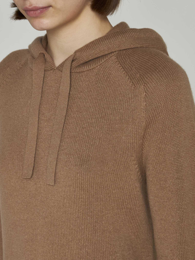 Shop 's Max Mara Virgola Cashmere Hooded Sweater In Brown