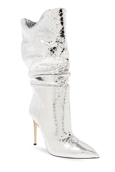 Paris Texas 105 Silver Python-effect Leather Knee-high Boots In Silver