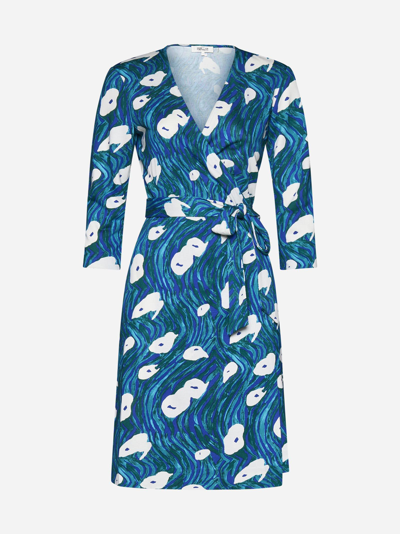 Shop Diane Von Furstenberg Julian Print Viscose Wrap Dress In Blue/green