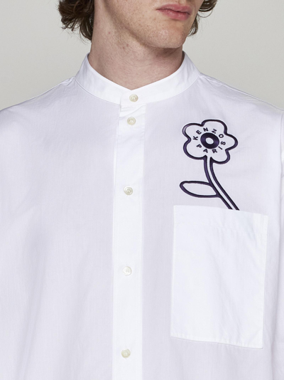 Shop Kenzo Floral Print Cotton Shirt In White