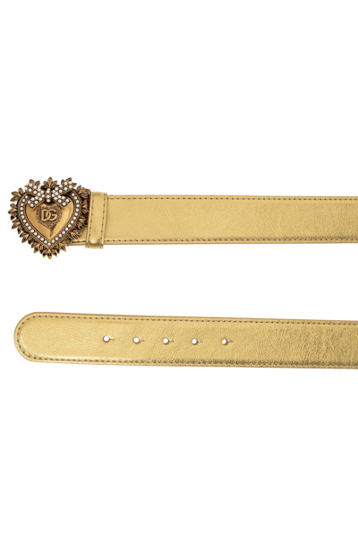 Shop Dolce & Gabbana Leather Belt In Gold