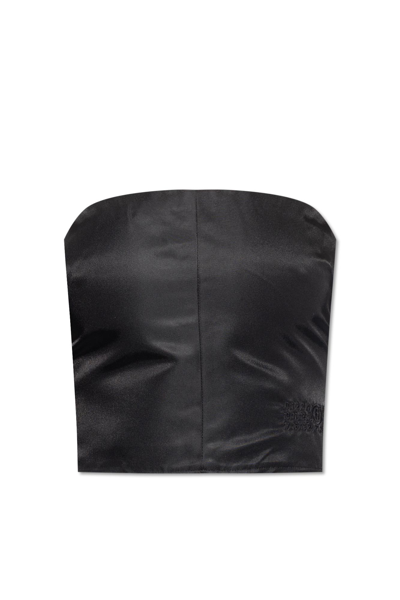 Shop Mm6 Maison Margiela Top With Denuded Shoulders In Black