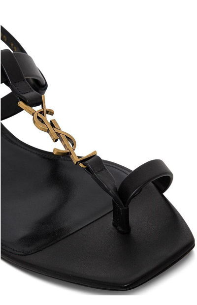 Shop Saint Laurent Cassandra Thong Sandals In Black