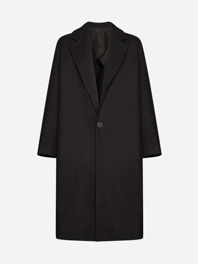 Shop Studio Nicholson Wool-blend Single-breasted Overcoat In Brown
